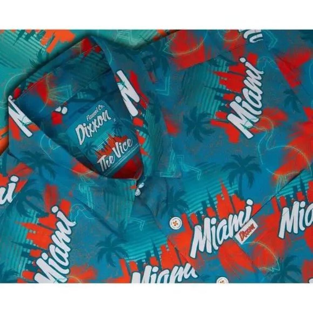 Dixxon Shirt Mens  3XL Blue Miami The Vice Button Up Party Blend Beach NWT